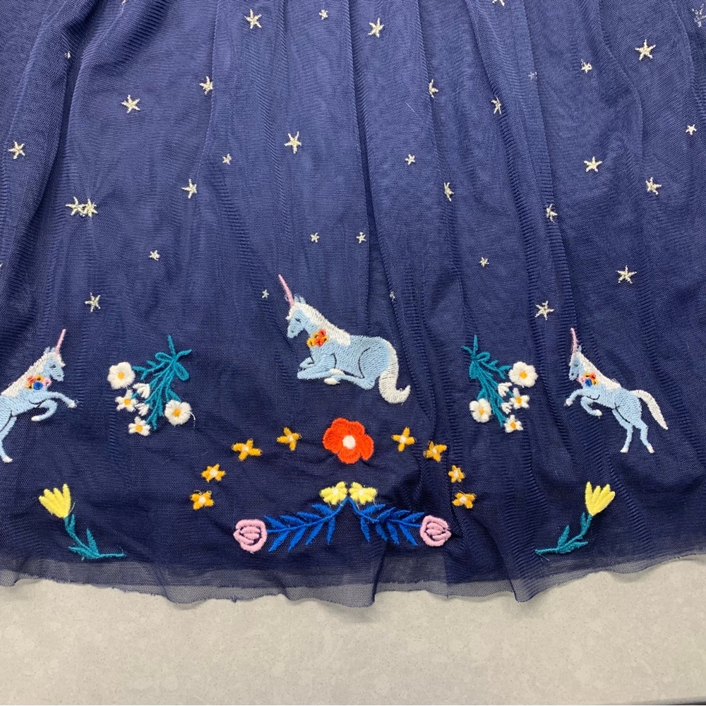 Hanna Andersson Navy Dress with Unicorn and Floral Embroidery